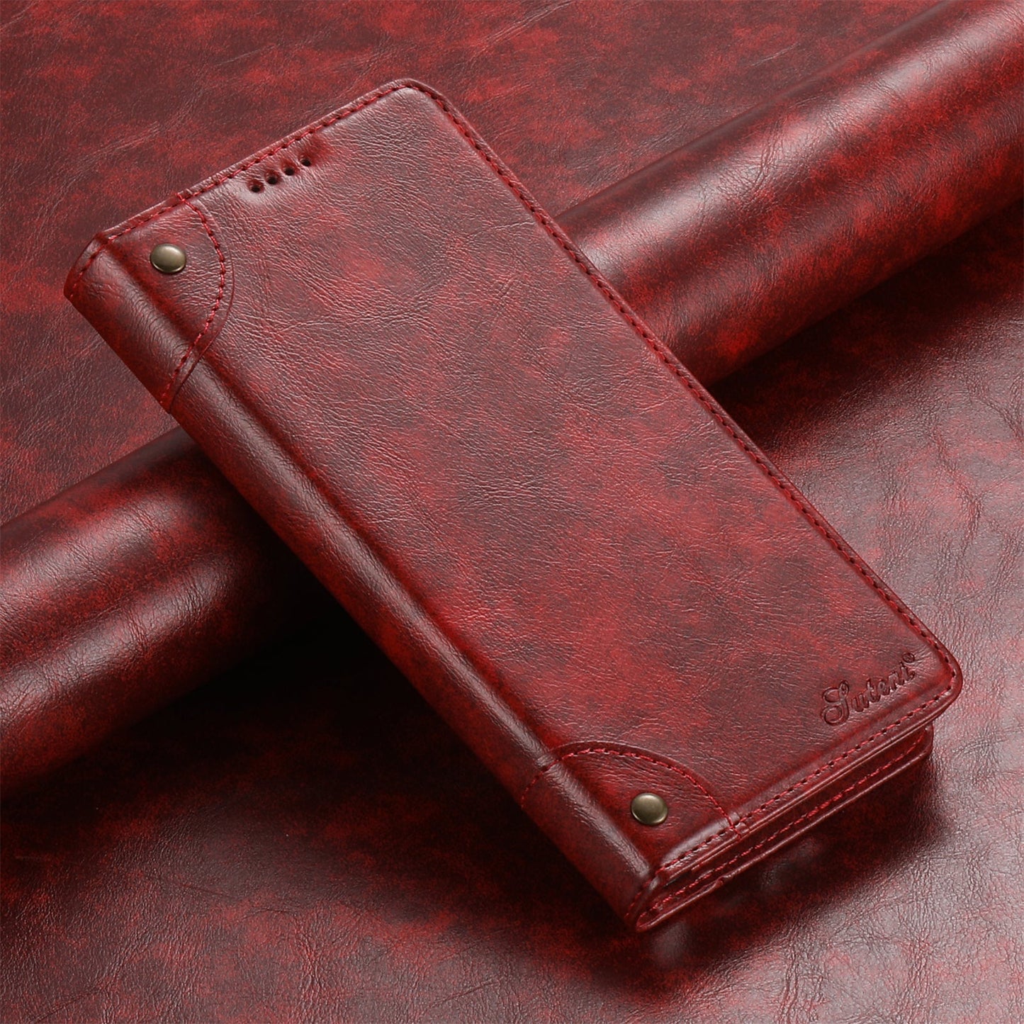 Vintage Leather Flip Wallet Phone Case with Card Slots for Samsung Galaxy S24+
