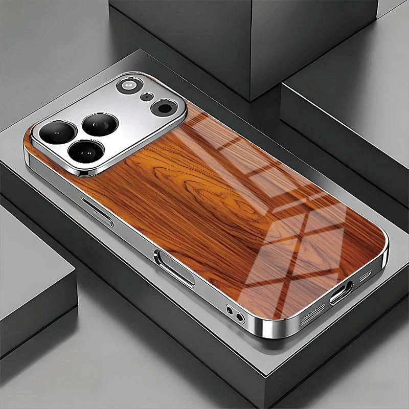 Glossy Wood Grain Plating Case for iPhone