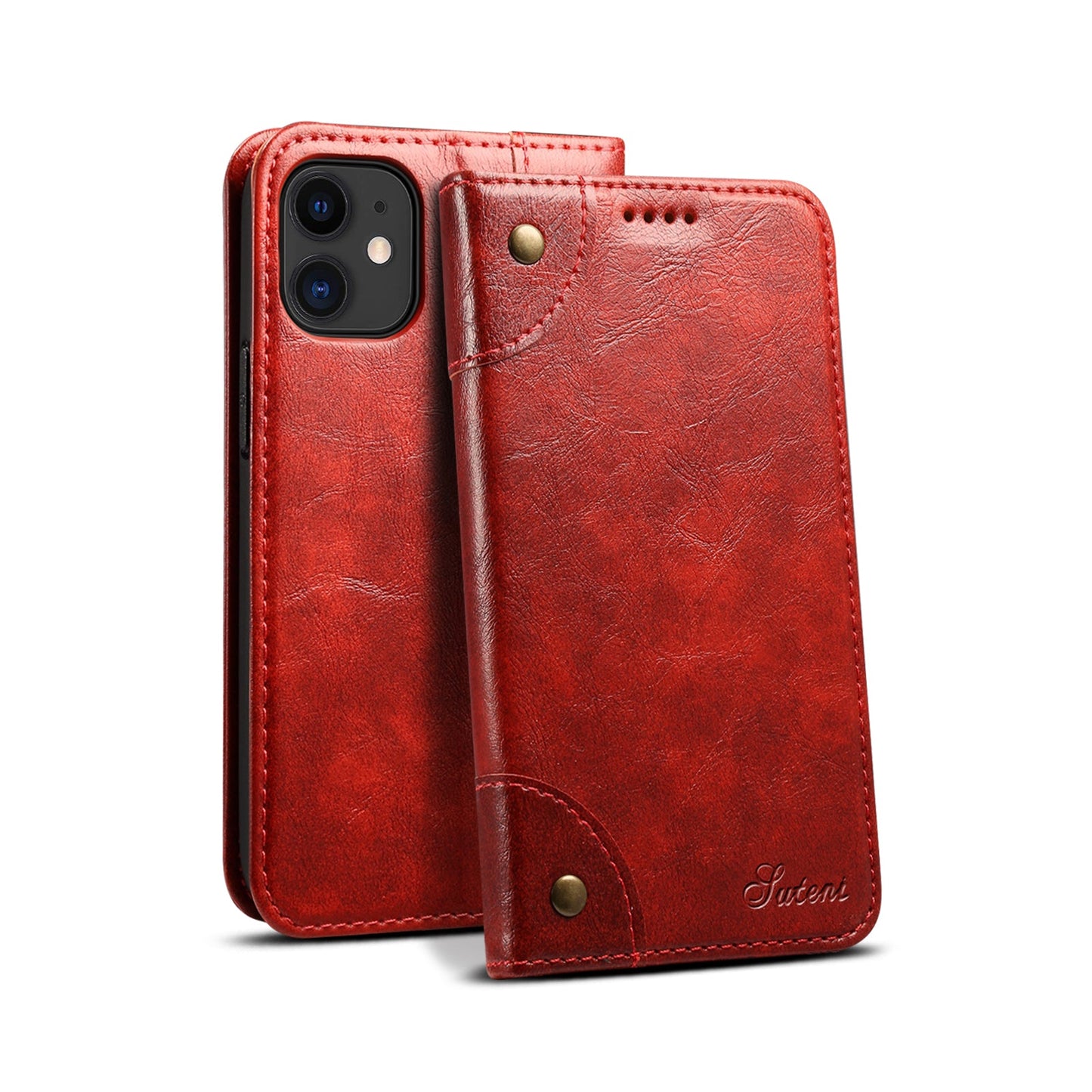 Vintage Leather Flip Wallet Phone Case with Card Slots for iPhone 12