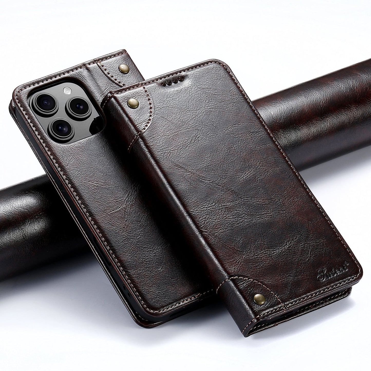 Vintage Leather Flip Wallet Phone Case with Card Slots for iPhone 13 Pro Max