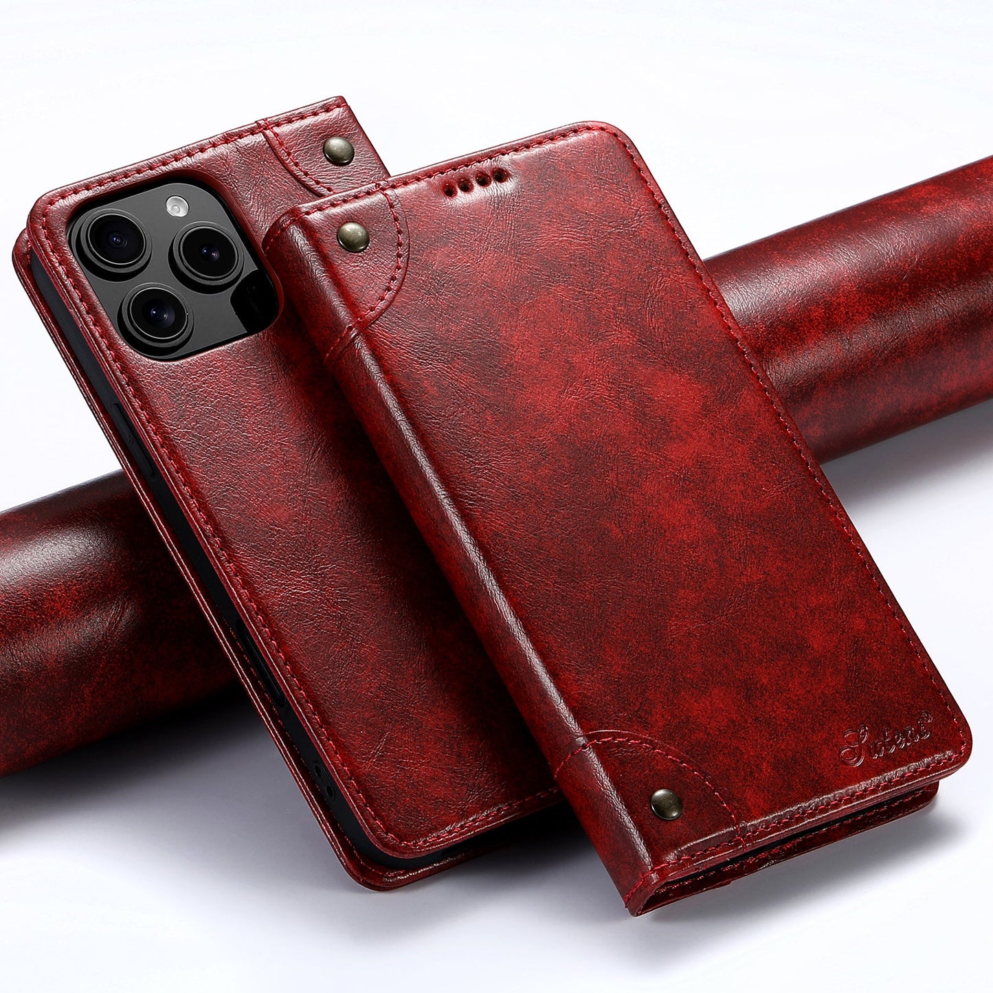 Vintage Leather Flip Wallet Phone Case with Card Slots for iPhone 14 Pro
