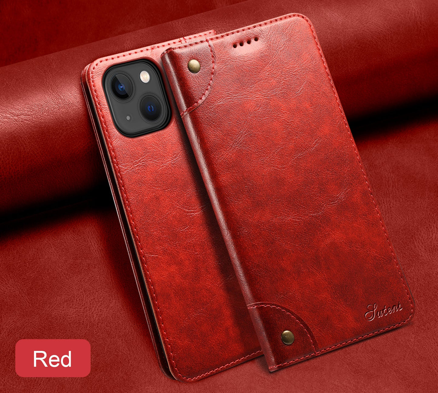 Vintage Leather Flip Wallet Phone Case with Card Slots for iPhone 14 Plus