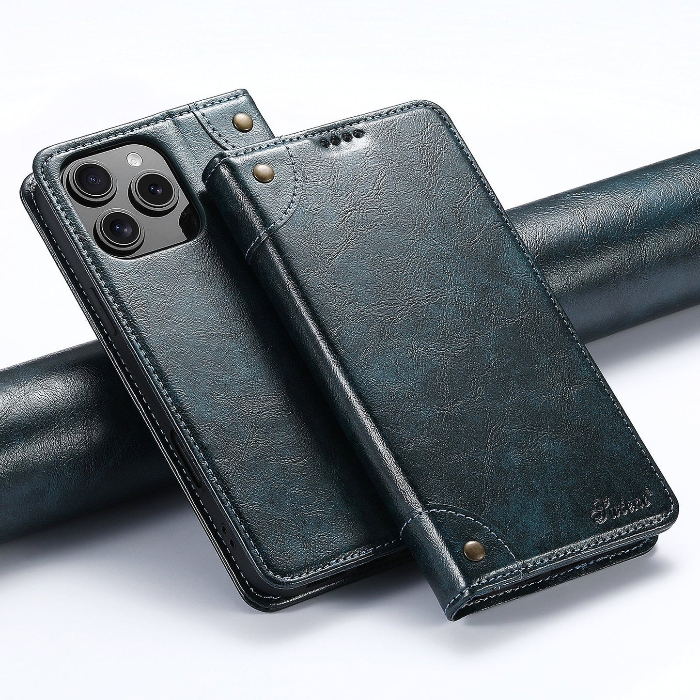 Vintage Leather Flip Wallet Phone Case with Card Slots for iPhone 16 Pro
