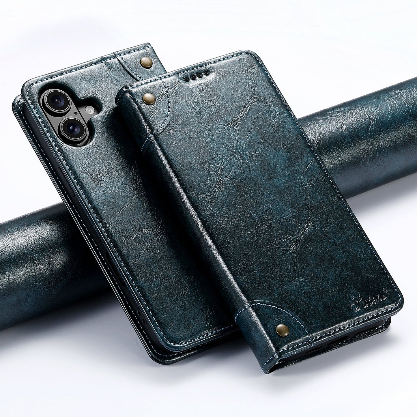 Vintage Leather Flip Wallet Phone Case with Card Slots for iPhone 16 Plus