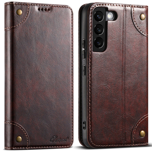 Vintage Leather Flip Wallet Phone Case with Card Slots for Samsung Galaxy S22