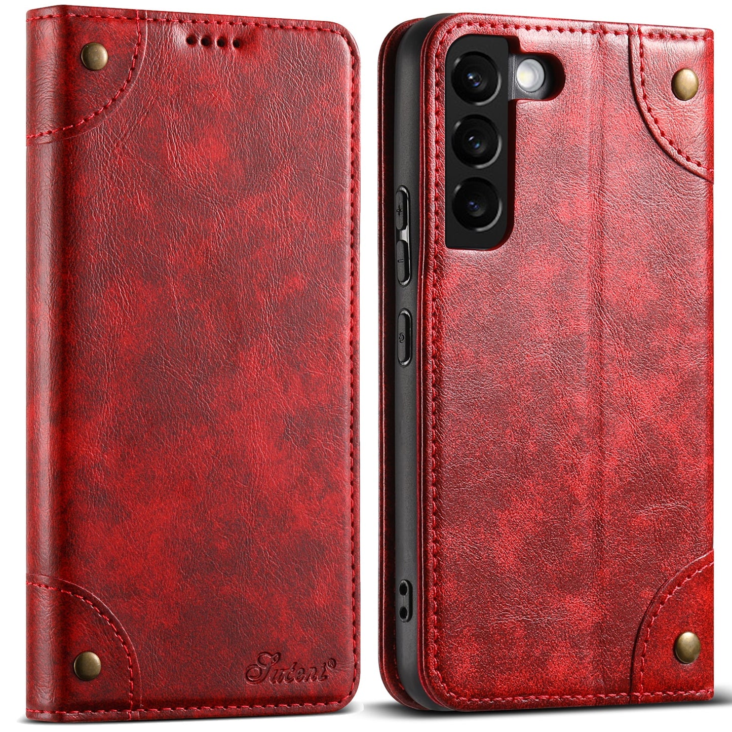 Vintage Leather Flip Wallet Phone Case with Card Slots for Samsung Galaxy S22+