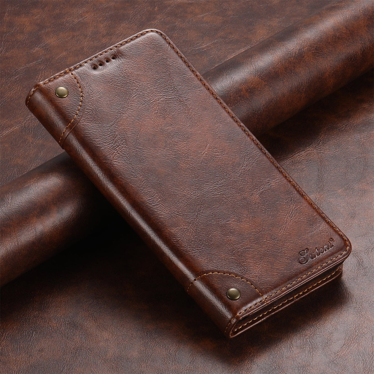 Vintage Leather Flip Wallet Phone Case with Card Slots for Samsung Galaxy S25+