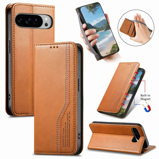Elastic Band Premium Leather Flip Case for Pixel 8a