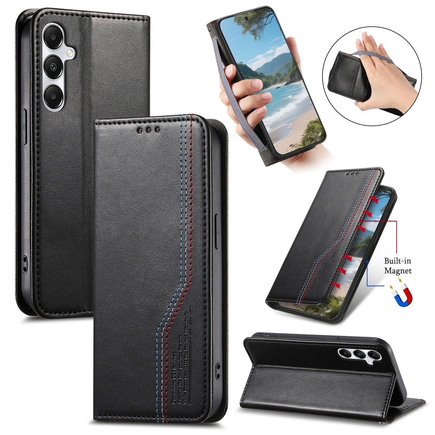 Elastic Band Premium Leather Flip Case for Samsung Galaxy S24 FE