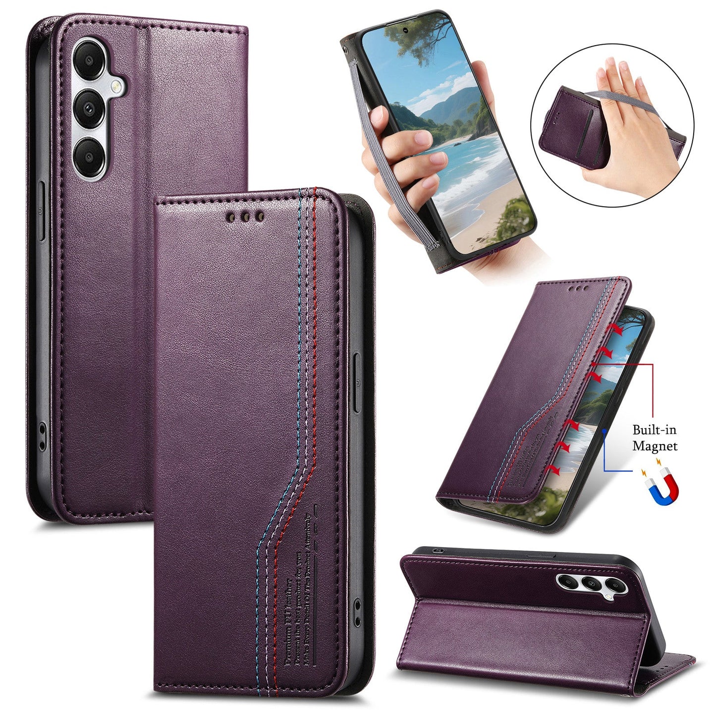 Elastic Band Premium Leather Flip Case for Samsung Galaxy S24 FE