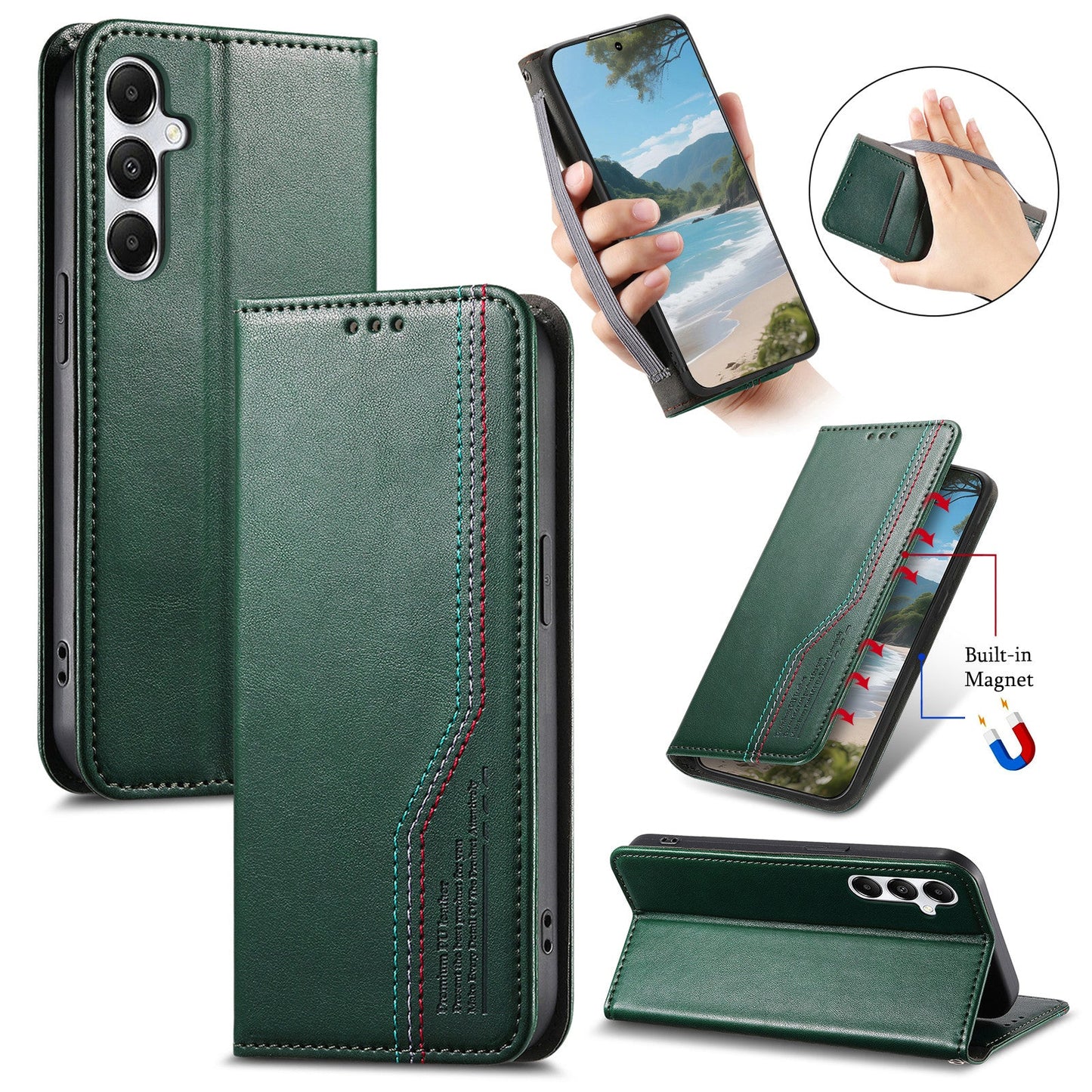 Elastic Band Premium Leather Flip Case for Samsung Galaxy S24